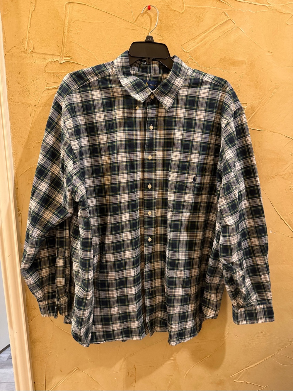 Ralph Lauren Green Navy and White Plaid Button-Down Shirt 3XB